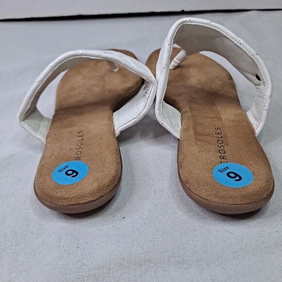 Aerosoles Gylian-02L Sandals Womens  9 White Quilted Thong Slip-on Shoes - Picture 6 of 9